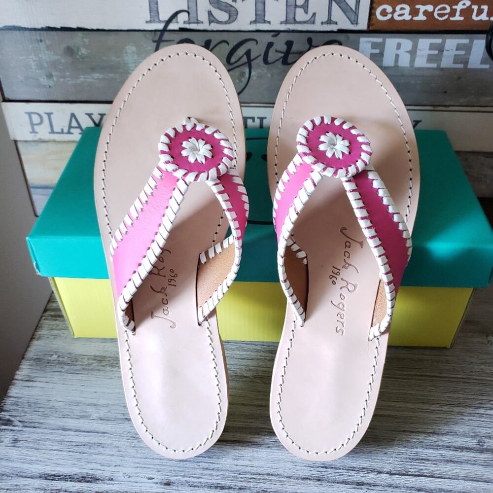 Size 10 | Jack Rogers Ro Sandal | Pink and White